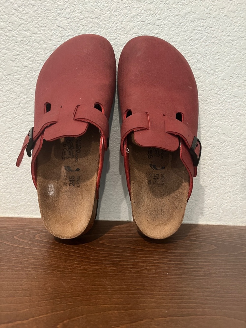 Birkenstock Birki’s Red Suede Slip-On Clog with Buckle - Picture 9 of 9